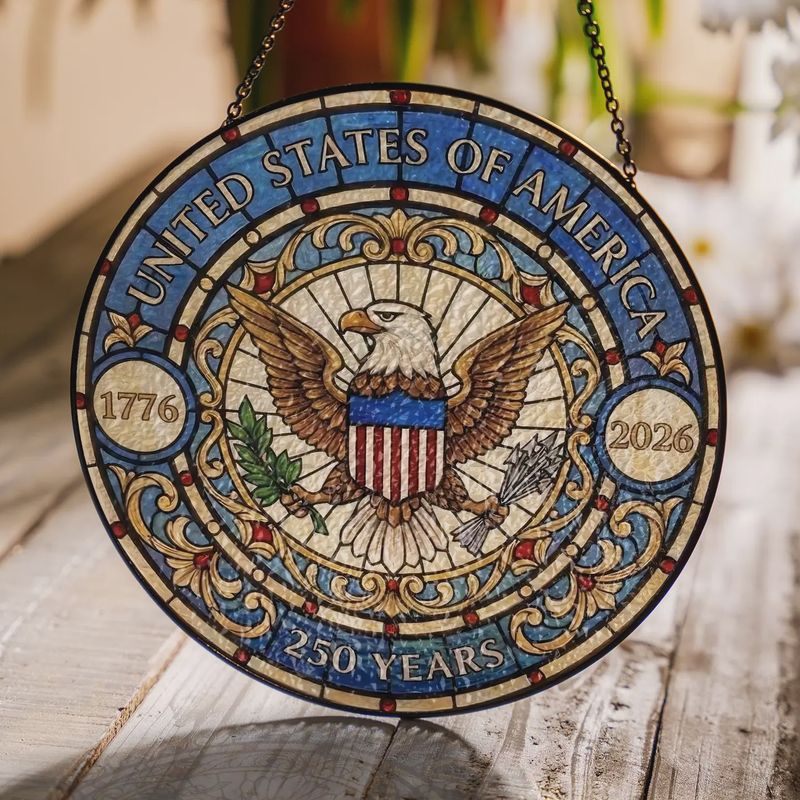 250 Years Eagle Stained Glass Suncatcher