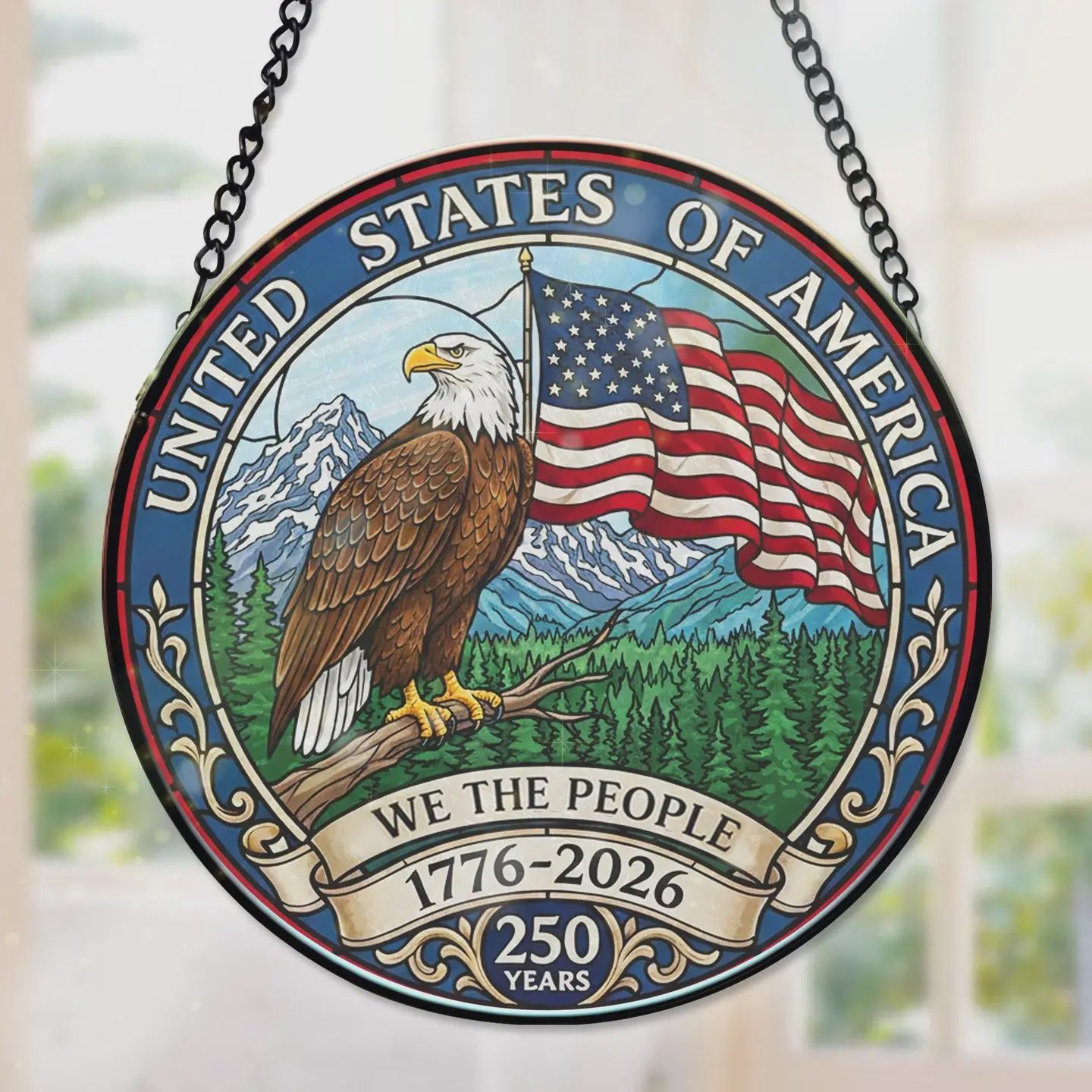 250 We the People Eagle Stained Glass Suncatcher