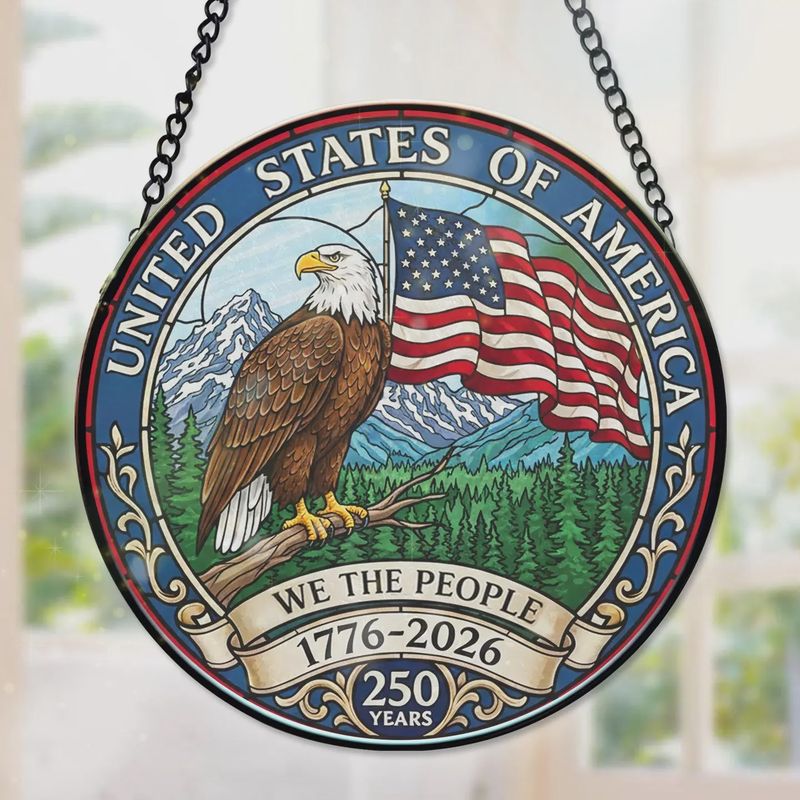 250 We the People Eagle Stained Glass Suncatcher