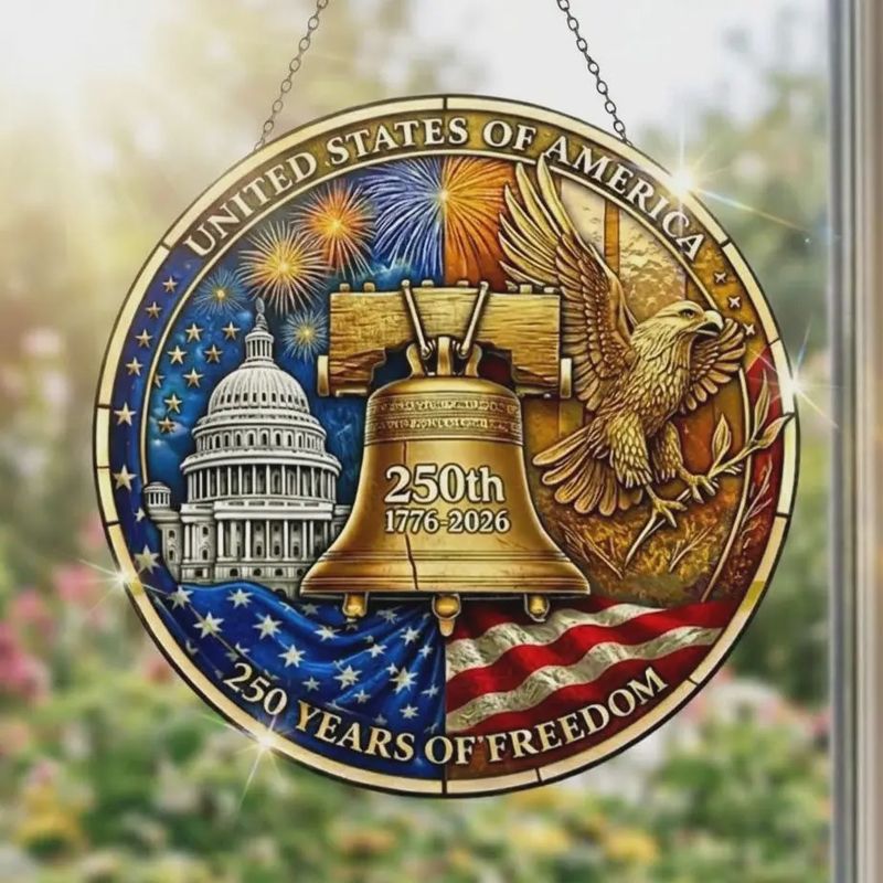 250 Bell Years Stained Glass Suncatcher Liberty Bell