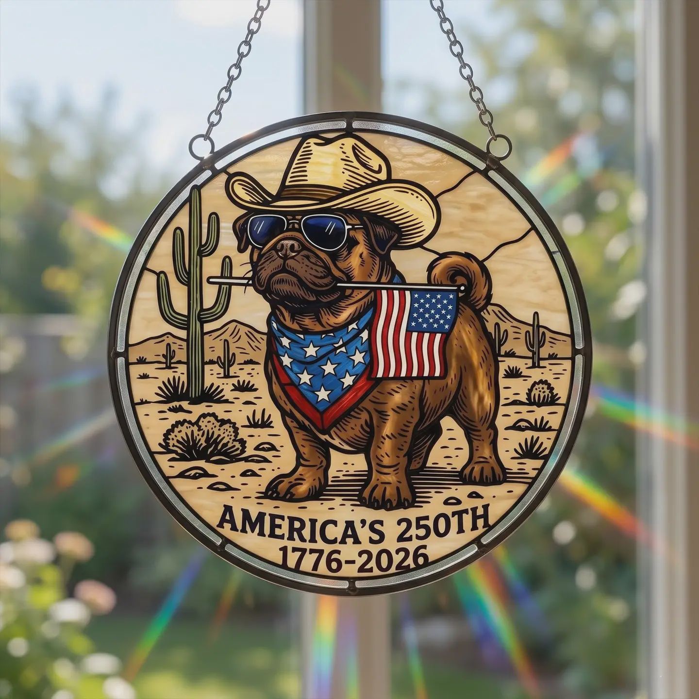 250 Pug Stained Glass Suncatcher
