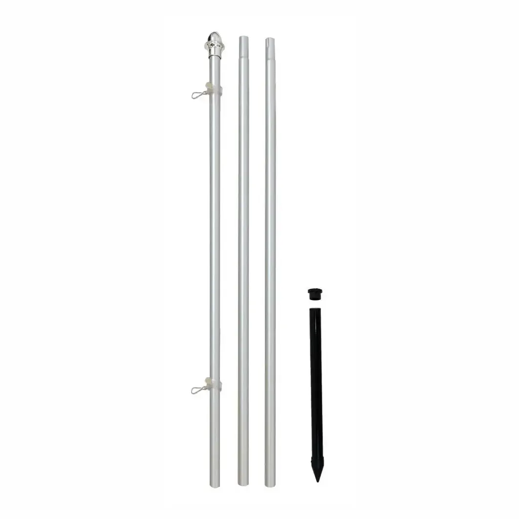10ft Aluminum Outdoor Pole with Ground Spike