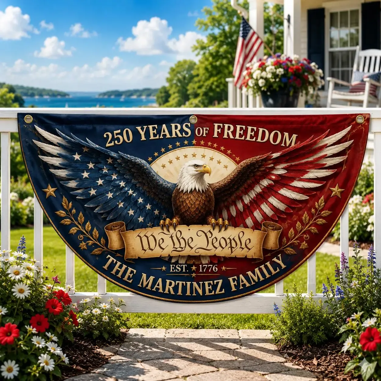 250 Eagle We the People Fence Swag Flag