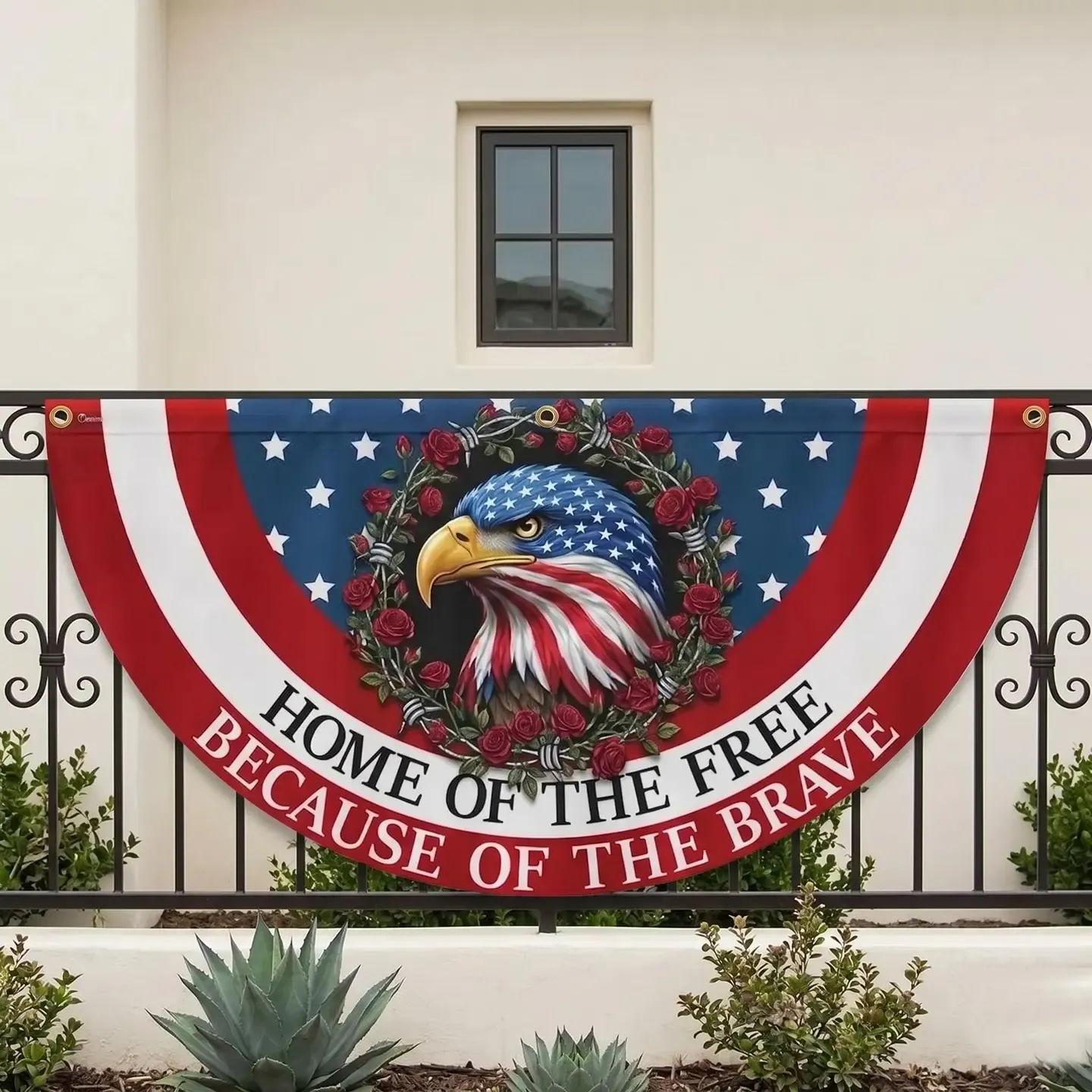 Home of the Free Because of the Brave Fence Swag Flag