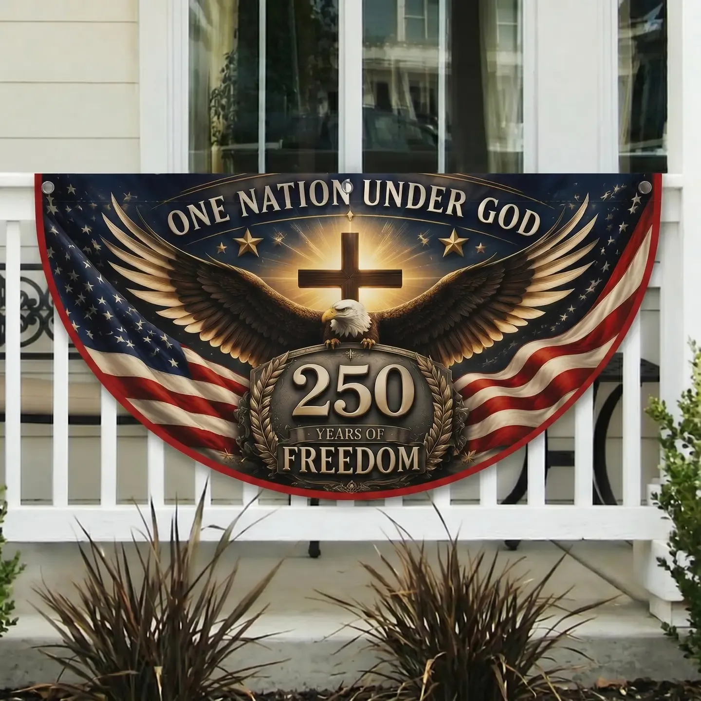 One Nation Under God 250 Fence Swag Flag
