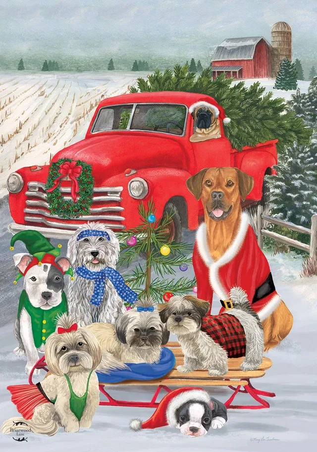 Holiday Dogs House Flag