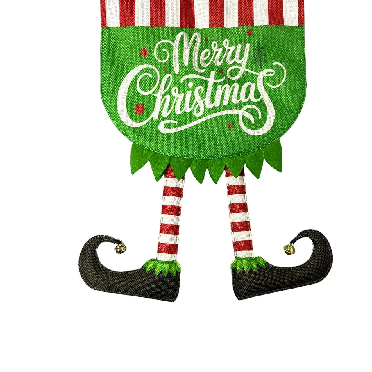 Merry Christmas Elf Burlap Garden Flag
