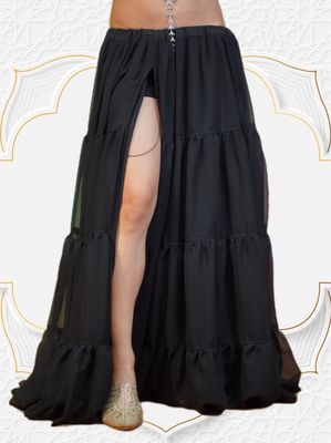 Layered Skirt - Double Fabric - Single Slit (Georgette With Crepe Lining)