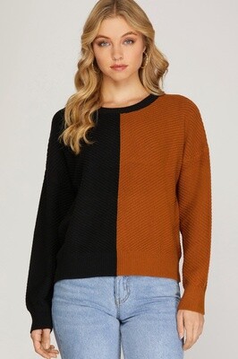 Ribbed Color Block Sweater