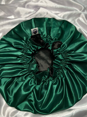 Emerald Green And Black Satin Bonnet