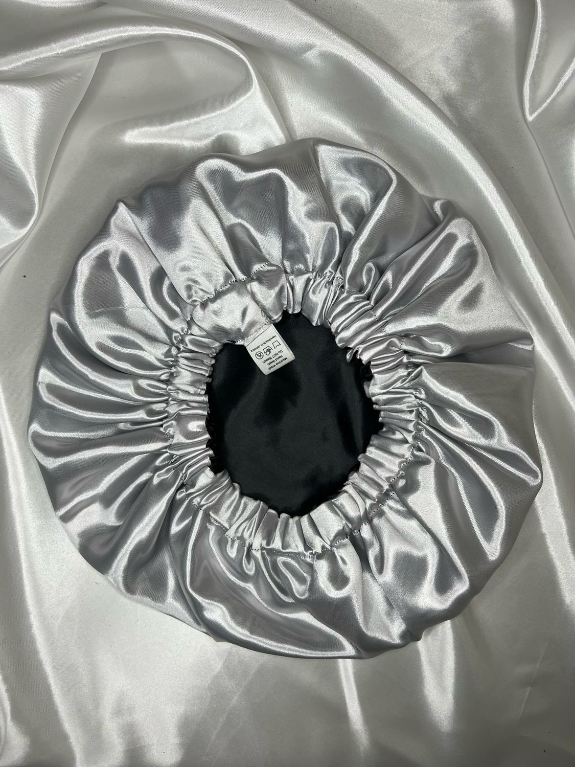 Silver And Black Satin Bonnet