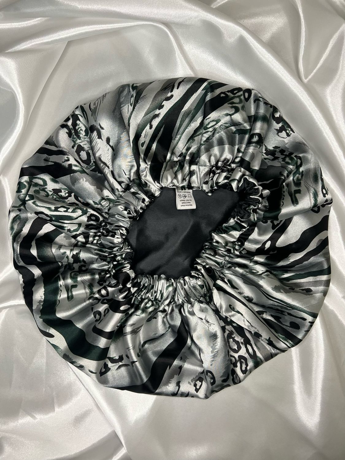 Silver And Black Satin Bonnet