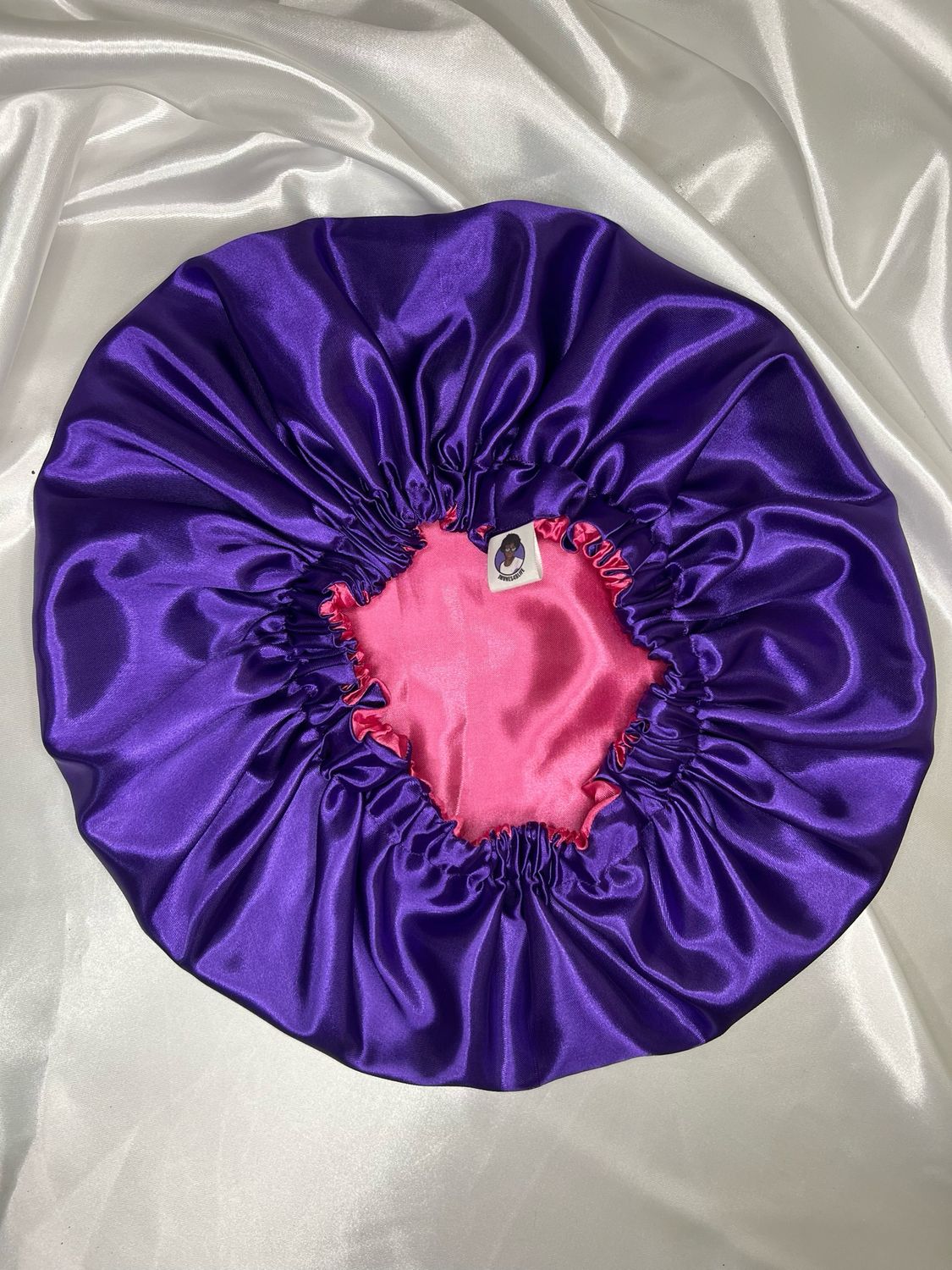 Purple And Hot Pink Satin Bonnet