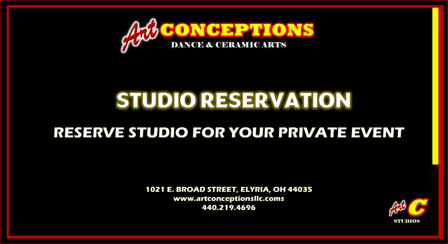 BOOK STUDIO 
(call to confirm availability)