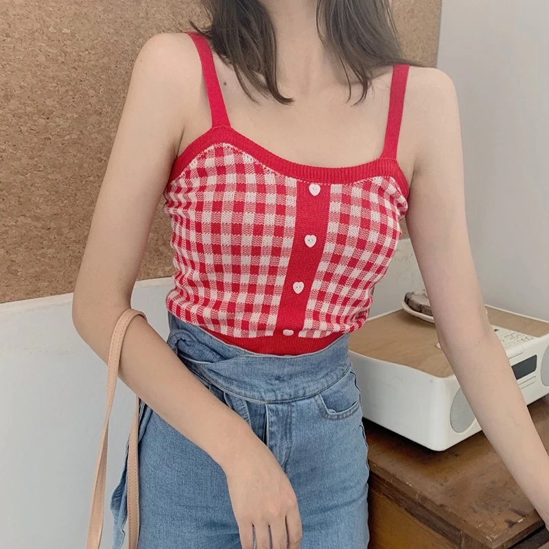 Knitted Sleeveless Crop Top For Summer