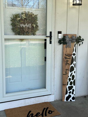 hey ya’ll - cow print door leaner