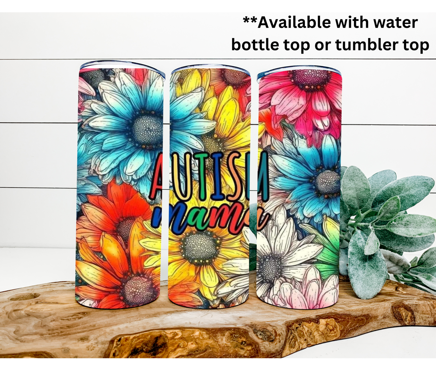 Flower Autism Mama Tumbler