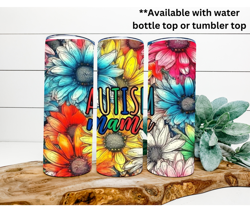 Flower Autism Mama Tumbler