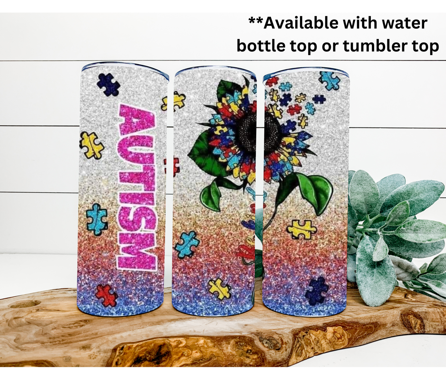 Glittery Sunflower Tumbler