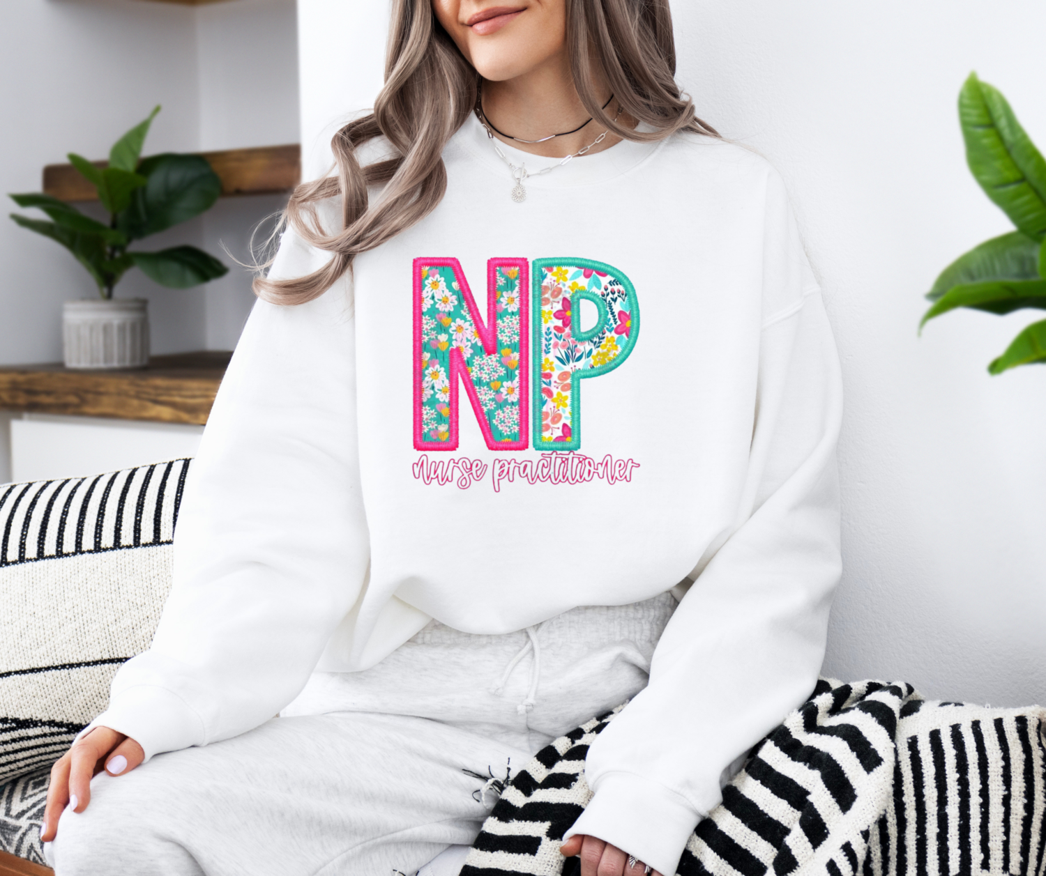 Embroidered Look Nurse Practitioner Crew