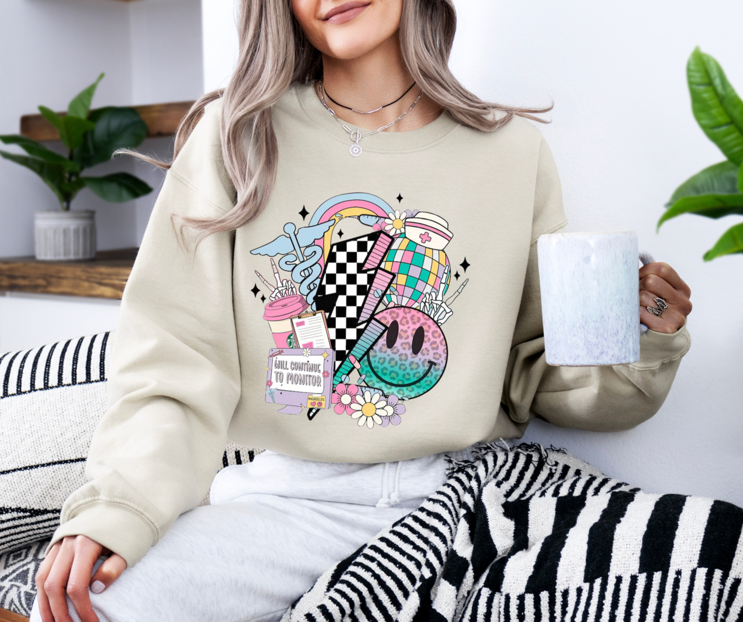 Retro Checkered Flag Nurse Crew