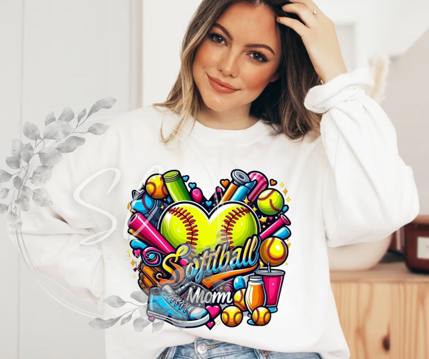 Neon Softball Mom