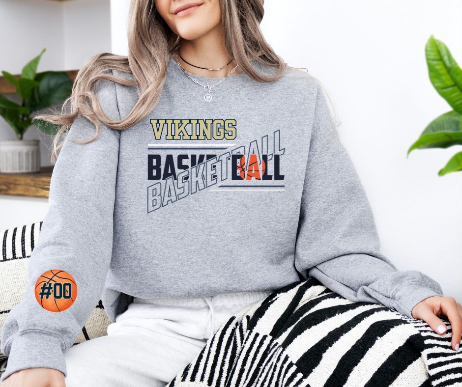 Vikings Basketball cross stacked