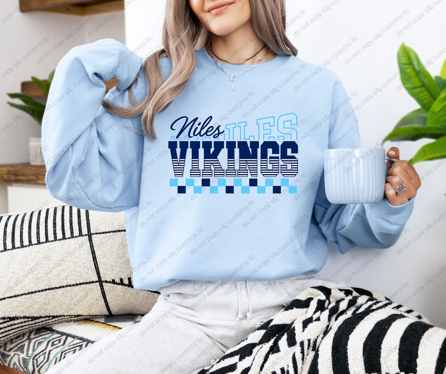 Niles Vikings Double Blue Checkered