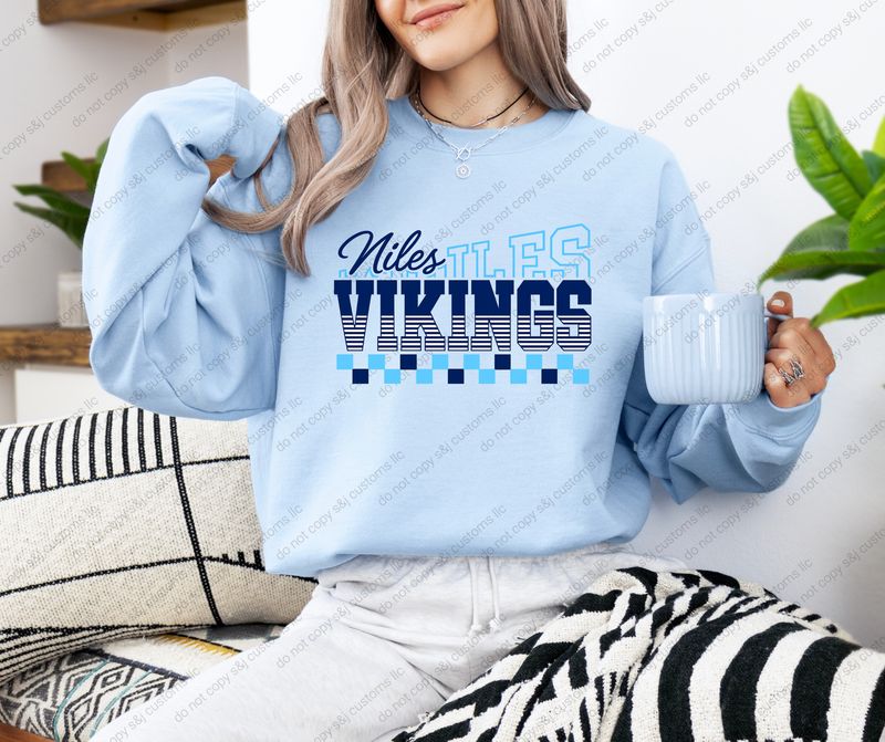 Niles Vikings Double Blue Checkered