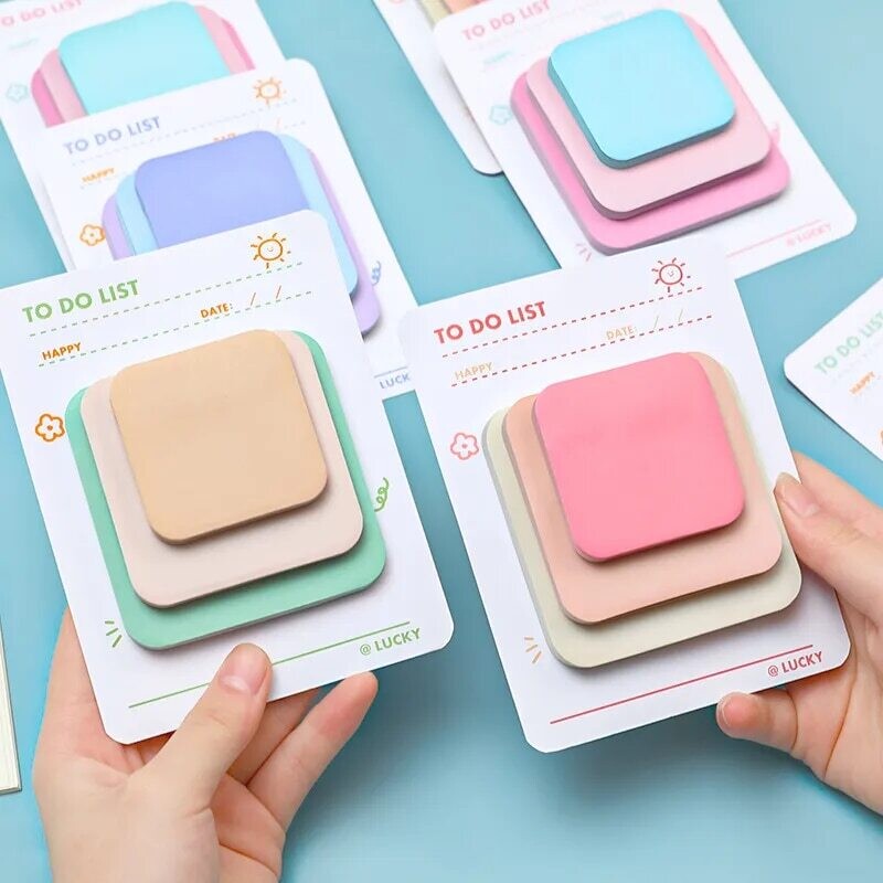 OFFICE - Multicolor Memo Pad 3 Size Adhesive Notepad Decal Scrapbooking DIY Diary Sticky Note Office School Supplies Kawaii Stationery