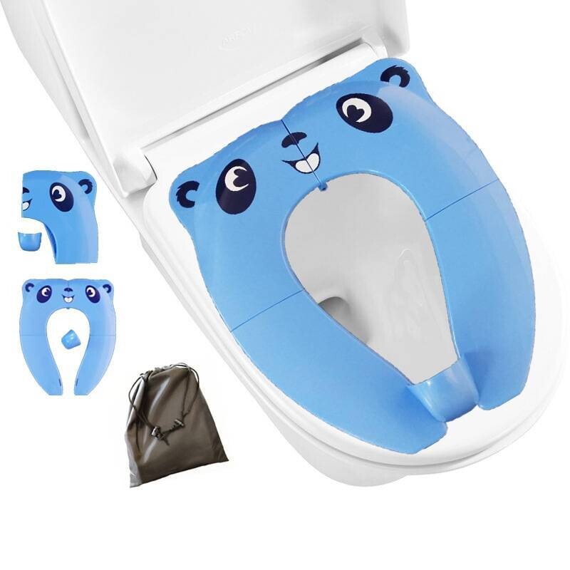 Folding Potty Seat,Portable Potty Seat with Storage Bag for Toddler Travel, Non-Slip Potty Training Toilet Seat Cover