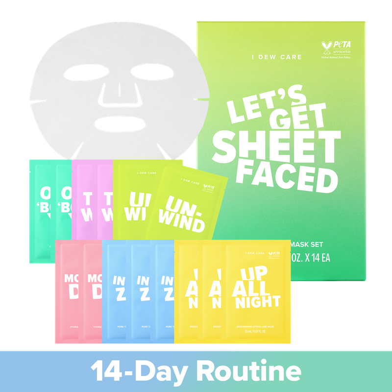 I Dew Care - Let’s Get Sheet Faced -14 Day Sheet Mask Set