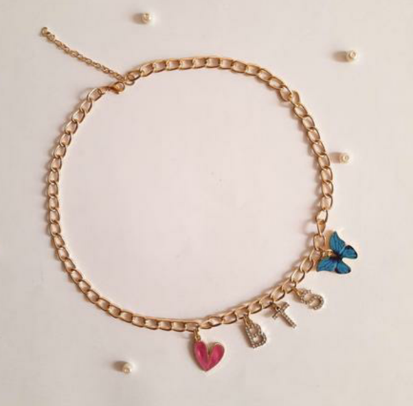BTS letter charm necklace