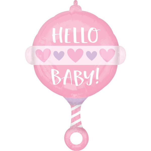 BALLON HOCHET HELLO BABY ROSE