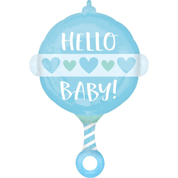 BALLON HOCHET HELLO BABY BLEU