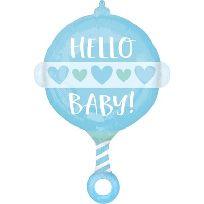 BALLON HOCHET HELLO BABY BLEU