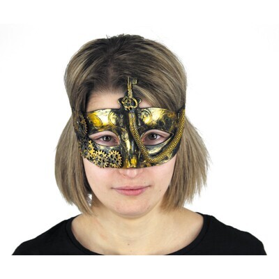 MASQUE STEAMPUNK CLEF NOIR ET DORE ADULTE