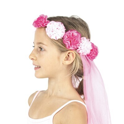 COURONNE DE FLEURS AVEC VOILE ENFANT