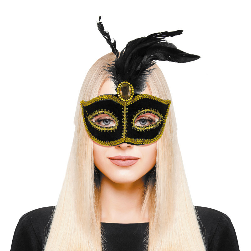 MASQUE VELOURS AVEC PLUMES ADULTE