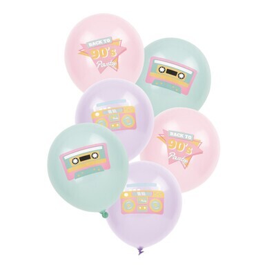 BALLONS DE BAUDRUCHE 90'S PARTY X6 PCS