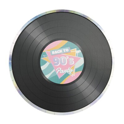 ASSIETTES RONDES VINYLES 90'S PARTY X8