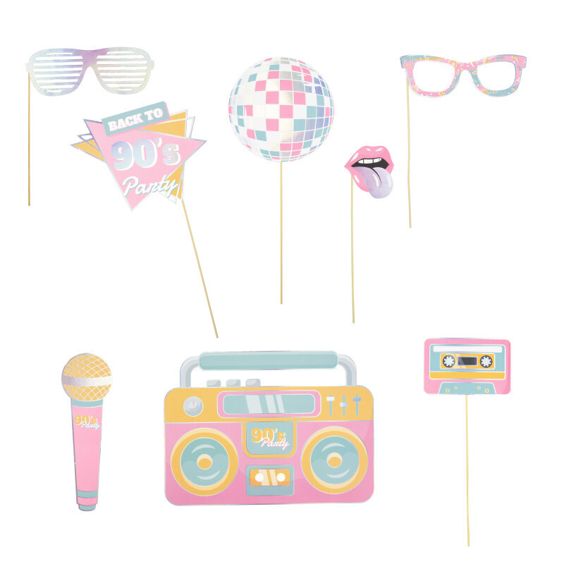 PHOTOBOOTH 90'S PARTY X8 PCS