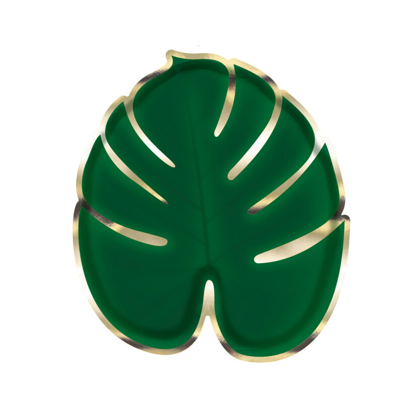 ASSIETTES FEUILLE TROPICALE X8