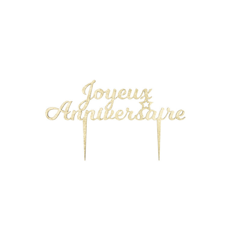 PIC DECO BOIS DORE JOYEUX ANNIVERSAIRE