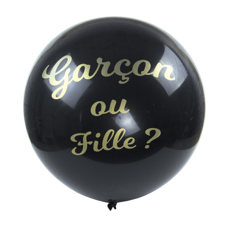 BALLON NOIR GEANT GENDER REVEAL FILLE 90CM