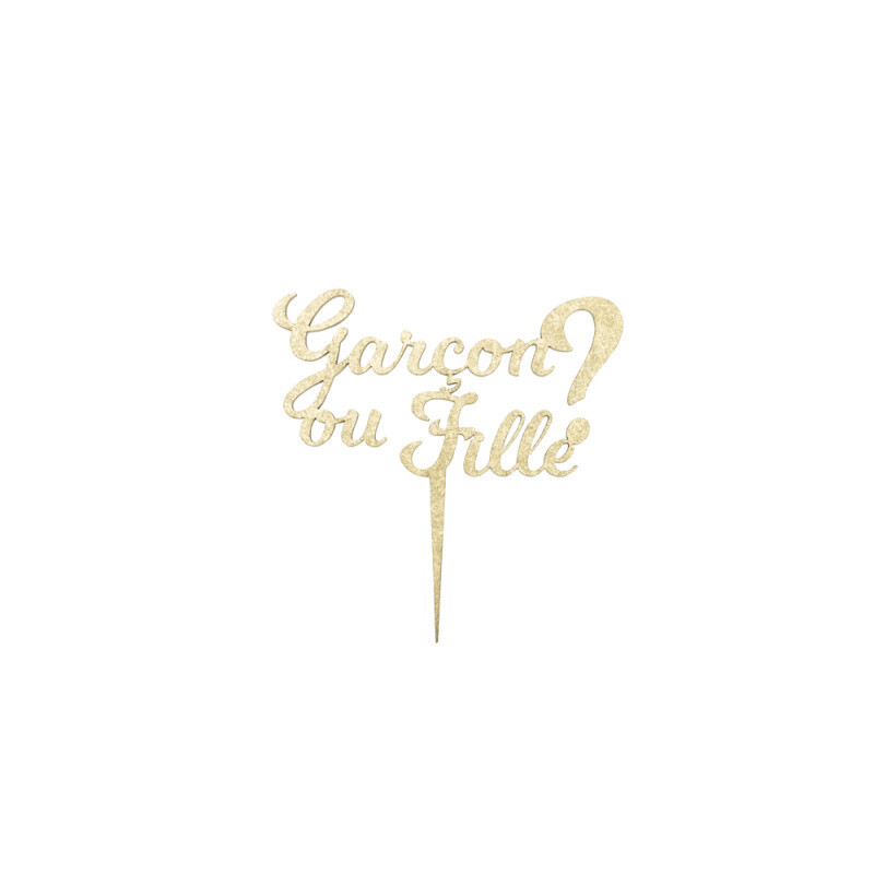 PIC DECO EN BOIS DORE GENDER REVEAL GARCON OU FILLE