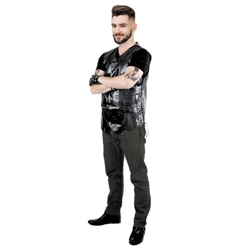 GILET BIKER NOIR ADULTE