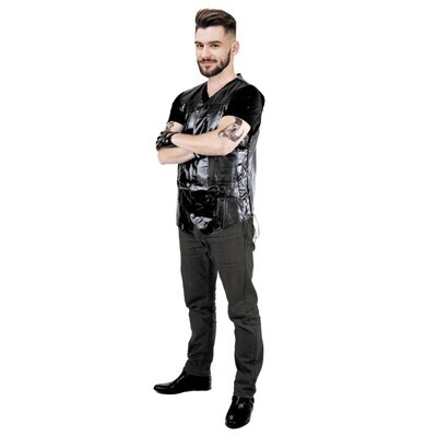 GILET BIKER NOIR ADULTE