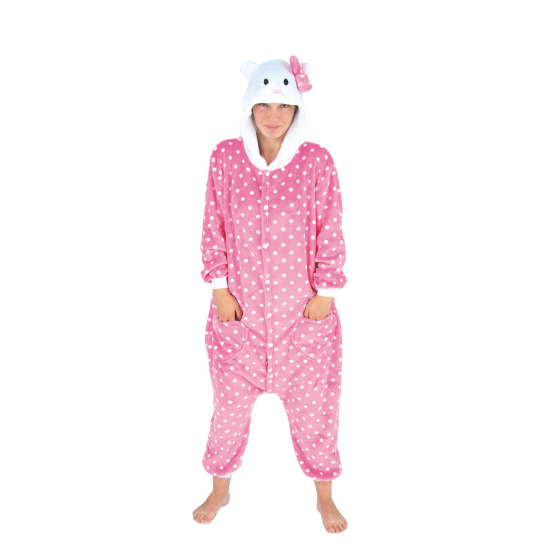 COSTUME KIGURUMI CHAT ROSE ADULTE