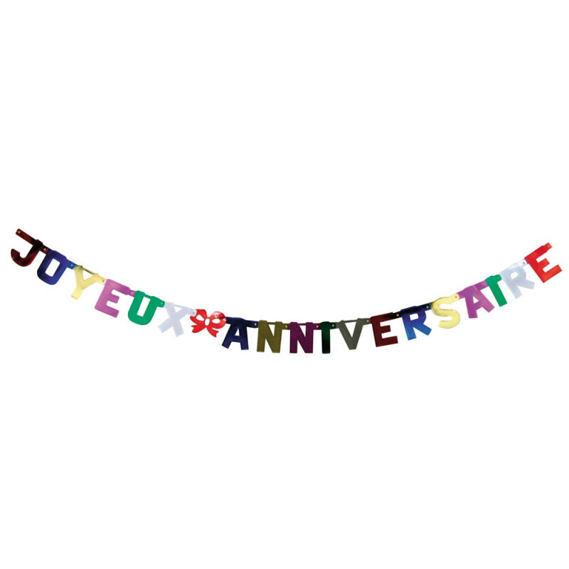 GUIRLANDE COLOREE JOYEUX ANNIVERSAIRE METAL 2M